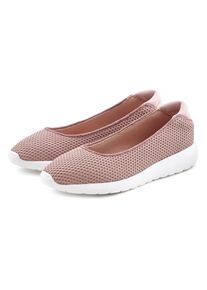 Lascana Ballerina &raquo;Freizeitschuh, Slipper, Halbschuh, Slip-On-Sneaker,&laquo; zum Reinschl&uuml;pfen, leichte Mesh-Optik VEGAN rosa, Gr&ouml;&szlig;e 35