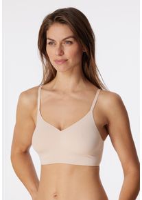 Bustier Schiesser "Invisible Soft", Damen, Gr. 42, N-Gr, beige (410, sand), Microtouch, Obermaterial: 75% Polyamid, 25% Elasthan, unifarben, Basic, Basic, BHs Bustier, mit herausnehmbaren Pads