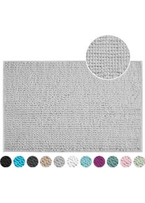 Badematte OTTO HOME "Vanessa Chenille Premium, Badvorleger, Badezimmer, Duschvorleger", grau (hellgrau), H:20mm, Polyester, Badematten, Badematte, Uni Farben, besonders weich, flauschig