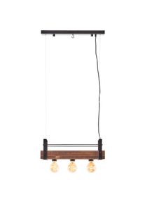 Brilliant Pendelleuchte "Bankwood", schwarz (schwarz stahl, holz), 3, H: 106,5cm, 1 Stk., Leuchten, H&auml;ngelampe 3flg schwarz stahl/holz, Pendelleuchte