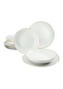 Creatable Tafelservice &raquo;Allegra Goldband, Service 12-tlg.&laquo; Teller Set, Klassisch, Elegant, Von Hand gemalter Goldrand