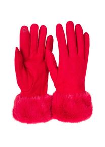 styleBREAKER Fleecehandschuhe &raquo;Unifarbene Touchscreen Handschuhe mit Kunstfell&laquo; 2 Stk. rot, Gr&ouml;&szlig;e Einheitsgr&ouml;&szlig;e