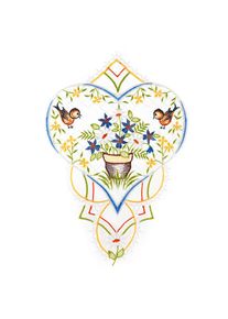 W. Reuter & Sohn - Plauener Spitze Fensterbild &raquo;Fensterbild "Blumenherz" farbig&laquo;
