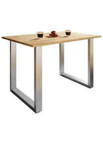 Mid.you , Silberfarben, Honigeiche , Holzwerkstoff, Metall , rechteckig , 80x76x140 cm ,