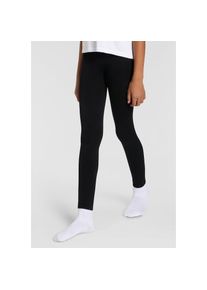 Heatkeeper Leggings eng anliegend, langes Bein, elastischer Bund schwarz, Gr&ouml;&szlig;e 140/152