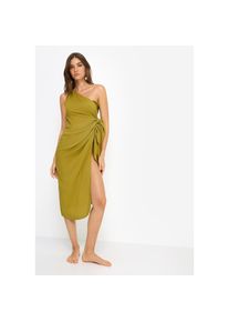 LSCN by LASCANA One-Shoulder-Kleid mit goldfarbenen Zieraccessoire am Tr&auml;ger, Strandkleid gr&uuml;n, Gr&ouml;&szlig;e 38