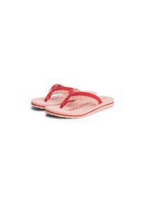 Tommy Hilfiger Zehentrenner &raquo;TH CROCHET SUMMER SANDAL&laquo; Dianette, Strandschuh in sommerlicher H&auml;keloptik rosa, Gr&ouml;&szlig;e 35