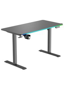 Novel Schreibtisch, Schwarz, Metall, Kunststoff, Holzwerkstoff, rechteckig, eckig, 60x70-115x120 cm, h&ouml;henverstellbar, Memoryschalter, Getr&auml;nkehalter, Headsethalter, B&uuml;rom&ouml;bel, Schreibtische, H&ouml;henverstellbare Schreibtische
