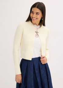bonprix Sweter rozpinany w ludowym stylu, biały, 36/38