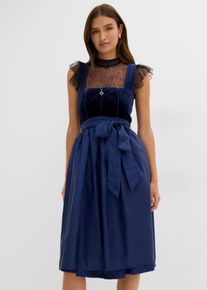 Mellanl&aring;ng dirndl med sammet (2 delar) - bl&aring; - storlek 50 - bonprix