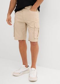 Stretchiga bermudas i cargostil normal passform - beige - storlek 46 - bonprix