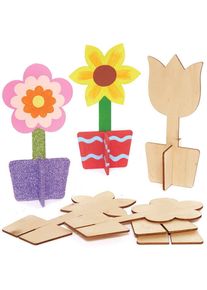 3D Wooden Stand-up Flowers (Pack of 6) Wood Craft Kits For Kids