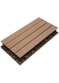 Ambia Garden Terrassenfliese, Teakfarben, Holzwerkstoff, 60x2.1x30 cm, Global Recycled Standard (Grs), rutschfest, witterungsbest&auml;ndig, lichtunempfindlich, Teppiche und B&ouml;den, Terrassenb&ouml;den & Balkonb&ouml;den, Terrassenfliesen