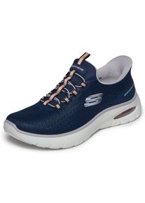 Slip-On Sneaker Skechers "SKECH-AIR SUMMITS-PURE EASE", Damen, Gr. 43, blau (navy, rosa), Textil, Schuhe Slip-On Sneaker, Schlupfschuh, Halbschuh, Freizeitschuh mit Slip ins