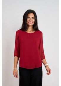Chiffonbluse Seidel Moden, Damen, Gr. 48, rot (48,bordeaux), Single Jersey, Obermaterial: 100% Polyester. Futter: 95% Viskose, 5% Elasthan, l&auml;ssig geschnitten h&uuml;ftbedeckend, Rundhals, Blusen Chiffonbluse, MADE IN GERMANY