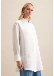 Longbluse Seidensticker "Schwarze Rose", Damen, Gr. S (36), wei&szlig;, 100% Leinen, unifarben, oversize, ohne Ausschnitt, Blusen Longbluse, 1/1 Uni