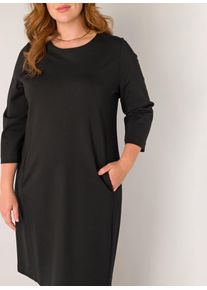 Etuikleid Base Level Curvy "Addy", Damen, Gr. 52, N-Gr, schwarz, Rippware, Obermaterial: 65% Viskose, 30% Polyamid, 5% Elasthan, unifarben, Basic, k&ouml;rpernah kniebedeckend, Rundhals, Kleider Etuikleid, in formstabilem Viskosemix