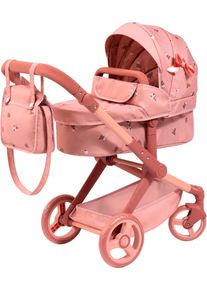 Kombi-Puppenwagen BAYER "Xeo", blumen altrosa, Puppenwagen, KinderB:37cm H:73cm T:68cm, Kunststoff, Metall, Stoff, Kombi-Puppenwagen, B:37cm H:73cm T:68cm