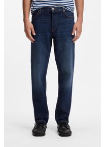 Tapered-fit-Jeans Hugo "Hugo 634", Herren, Gr. 33, L&auml;nge 32, dunkelblau409, Denim/Jeans, Obermaterial: 99% Baumwolle, 1% Elasthan, unifarben, gerade, unten schmal lang, Jeans Tapered-fit-Jeans, aus Stretch-Denim, mit Knopfleiste