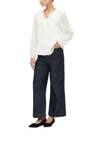 Langarmbluse s.Oliver BLACK LABEL, Damen, Gr. 40, wei&szlig; (ecru), Web, Obermaterial: 100% Viskose. Futter: 100% Viskose, unifarben, l&auml;ssig geschnitten h&uuml;ftbedeckend, V-Ausschnitt, elastischer Bund, Blusen Langarmbluse, Sommerbluse mit Volants und transparenter Optik