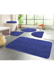 Badematte Kinzler "Chaozhou, Badvorleger, Badezimmer Teppich" Gr. 9, blau (royalblau), H:20mm, Polyester, Badematten, Badematte, Badteppich, Uni Farben, weich, als rechteckig, rund & Set erh&auml;ltlich