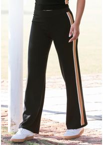 Strickhose, Damen, Gr. 36/38, N-Gr, schwarz, Feinstrick, Obermaterial: 50% Viskose, 28% Polyester, 22% Polyamid, unifarben mit Farbeins&auml;tzen, bequem lang, Hosen Strickhose, mit seitlichen Galonstreifen, Loungewear