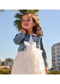 Outdoorjacke IDO "BABY GIRL JACKET", M&auml;dchen, Gr. 7A, blau (washed light blau), 98% Baumwolle, 2% Elasthan, Jacken Outdoorjacke