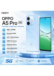 2026 new OPPO A5 Pro 5G 8GB+256GB Phone, Dimensity 6300, 6.67'' 120Hz Display, 50MP AI Camera, 5800mAh Battery, 45W SUPERVOOC