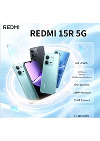 2026 official Redmi 15R Unlocked Dual SIM Mobile Phone 8+256GB 6.9' LCD Display Dimensity Processor 13MP Camera 6000mAh Battery
