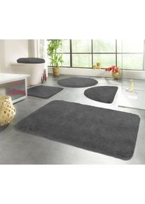 Badematte Kinzler "Chaozhou, Badvorleger, Badezimmer Teppich" Gr. 7, grau (anthrazit), H:20mm, Polyester, Badematten, Badematte, Badteppich, Uni Farben, weich, als rechteckig, rund & Set erh&auml;ltlich