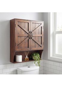 Vintage Wall-Mounted Medicine Cabinet, Rustic Brown, Suitable for Bathroom, Kitchen, Living Room