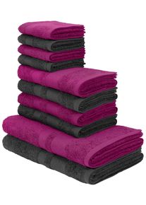 Handtuch Set OTTO HOME "Vanessa, 10-tlg Handtuch-Set, weich, in Standard- und Premium-Qualit&auml;t", rot (beere anthrazit), 10 tlg., Standard (420g/m&sup2;), Walkfrottee, Walkfrottee, Obermaterial: 100% Baumwolle, Handtuch-Sets, Handtuch Set, 100% Baumwolle, Duscht&uuml;cher, Handt&uuml;cher, G&auml;stet&uuml;cher, mit Bord&uuml;re