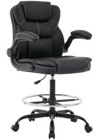 Drafting Chair Tall Office Chair for Standing Desk, 500lbs Heavy Duty Executive Chair with Flip-up Arms, 3D Contoured