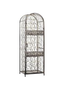 Antique Bronze 45-Bottle Wrought Iron Wine Rack with Lock