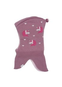 Schlupfm&uuml;tze MaxiMo, M&auml;dchen, Gr. 51, rosa (foxglove, sun pink), Fleece, Baumwolle, gemustert, mehrfarbig, M&uuml;tzen Schlupfm&uuml;tze, Baumwolle, gef&uuml;ttert, im Einhorn-Design, verl&auml;ngertes Halsteil