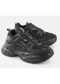 Plateausneaker Buffalo "YUNO", Damen, Gr. 37, Textil, schwarz, Lederimitat, Textil, Schuhe Plateausneaker, Chunky-Sneaker, Schn&uuml;rschuh, Leichtgewicht mit Memory Foam-Innensohle
