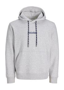 Jack & Jones Kapuzensweatshirt JACK & JONES "JJKENDRICK SWEAT HOOD", Herren, Gr. XS, wei&szlig; (wei&szlig; melange), angeraute Sweatware, Obermaterial: 60% Baumwolle, 40% Polyester, bedruckt, regular fit normal, Rundhals, Rippb&uuml;ndchen, Sweatshirts Kapuzensweatshirt, Baumwollmischung, regular fit
