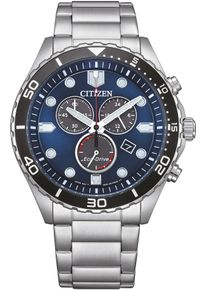 Chronograph Citizen, silber (silberfarben, blau), Armbanduhren, Herren, Chronograph, Armbanduhr, Herrenuhr, Solar, Stoppfunktion, Edelstahlarmband