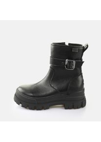 Stiefelette Buffalo "ASPHA BOOTIE BUCKLE OS", Damen, Gr. 41, schwarz, Lederimitat, Schuhe Stiefelette, Boots, Festival-Stiefelette, Plateaustiefelette mit Zierschlie&szlig;e