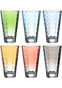 Gl&auml;ser-Set Leonardo "OPTIC", bunt (mehrfarbig), H:13cm &Oslash;:8cm, Glas, Trinkgef&auml;&szlig;e, Gl&auml;ser-Set, 300 ml, 6-teilig