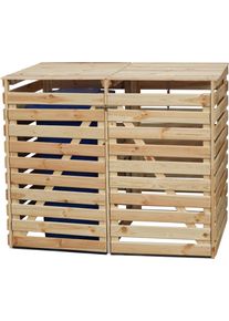 M&uuml;lltonnenbox Promadino "Vario V", braun (holzfarben), B:148cm H:122cm T:92cm, Holzwerkstoff, Aufbewahrungsboxen, M&uuml;lltonnenbox, f&uuml;r 2 x 240 l, holzfarben