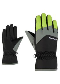 Skihandschuhe Ziener "LANDO-Z JUNIOR", Damen, Gr. 7, gr&uuml;n (schwarz.lime gr&uuml;n), Kunstfaser, Handschuhe Skihandschuhe, warm, wasserabweisend, windabweisend