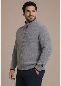 Strickjacke MAN'S WORLD PLUS "auch in Grosse Gr&ouml;&szlig;en bis Gr. 7XL", Herren, Gr. M (48/50), grau (grau melange), Strick, Obermaterial: 50% Baumwolle, 50% Polyacryl, meliert, regular fit normal, Rippstrickb&uuml;ndchen, Strickjacken Strickjacke, Regular Fit, melierte Optik, mit Stehkragen, mit Rei&szlig;verschluss
