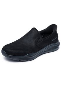Slip-On Sneaker Skechers "EQUALIZER 6.0-ZORLO", Herren, Gr. 40, schwarz uni, Textil, Schuhe Slip-On Sneaker, Schlupfschuh, Halbschuh, Freizeitschuh, mit Memory Foam, Slip ins