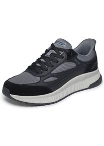 Sneaker Skechers "BOBS SQUAD 4", Herren, Gr. 43, schwarz-wei&szlig; (schwarz, grau), Leder, Textil, Schuhe Sneaker, Halbschuh, Freizeitschuh mit Slip ins