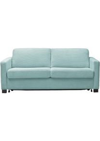 Schlafsofa Home Affaire "Vionelle, 3-Sitzer mit Kaltschaummatratze nach Wahl, Breite 206 cm", light, blau, B:206cm H:81cm T:98cm, 88% Polyester, 12% Polyacryl, Sofas, Schlafsofa, Dauerschl&auml;fer mit wahlweise Standard- oder Premium-Matratze