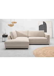 Ecksofa Home Affaire "Ecksofa Jiro, L-Form, gro&szlig;e Sitztiefe, Breite 252 cm", taupe, B:252cm H:85cm T:224cm, 100% Polyester, Sofas, Ecksofa, lose Sitz- & R&uuml;ckenkissen, weicher Polsteraufbau, komfortabel & modern
