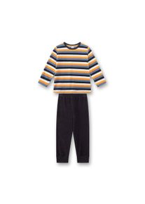 Schlafanzug Sanetta "Pyjama Schlafanzug Streifen lang Kids 1er Pack", Jungen, Gr. 128, bunt (blau, orange, wei&szlig;), Obermaterial: 80% Baumwolle CO. 20% Polyester PES., Homewear-Sets Schlafanzug