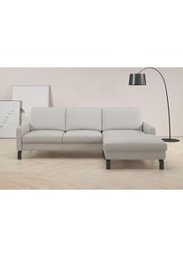 Ecksofa Home Affaire, wei&szlig; (pearl), B:244cm H:86cm T:164cm, 100% Leder, Sofas, Ecksofa, inkl. saugroboterfreundliche H&ouml;he & schmale Armlehnen