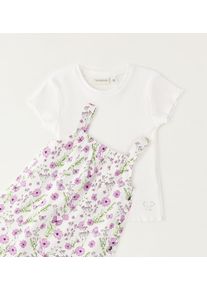 Sommerkleid sarabanda "BABY GIRL SET", M&auml;dchen, Gr. 5A, EURO-Gr&ouml;&szlig;en, bunt (optical wei&szlig;), 47% Baumwolle, 47% Modal, 6% Elasthan - 98% Baumwolle, 2% Elasthan, Kleider Sommerkleid